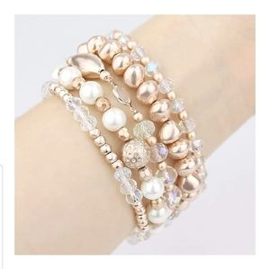 Pomina Rose Gold Multi Strand Stretch Bracelets